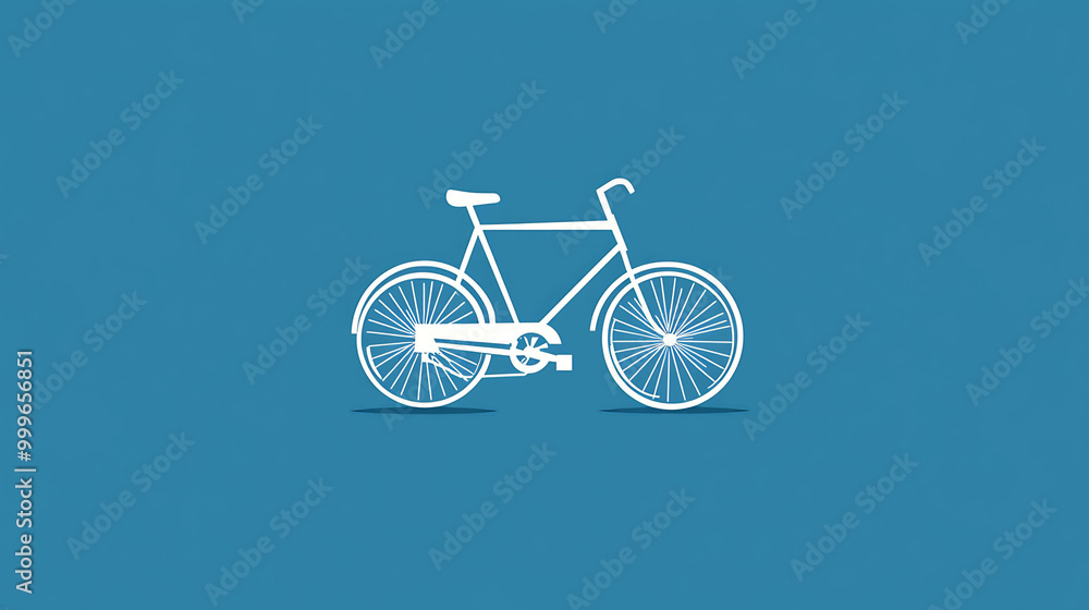 Simple white bicycle silhouette on a blue background. Simple white bicycle silhouette on a blue background.