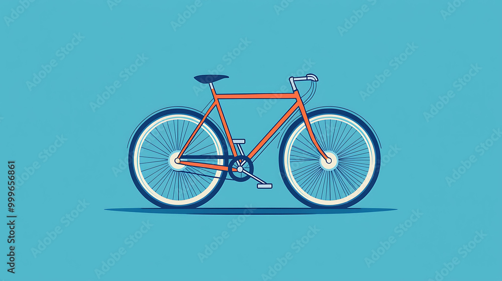 Fototapeta premium A simple illustration of a bicycle on a blue background.