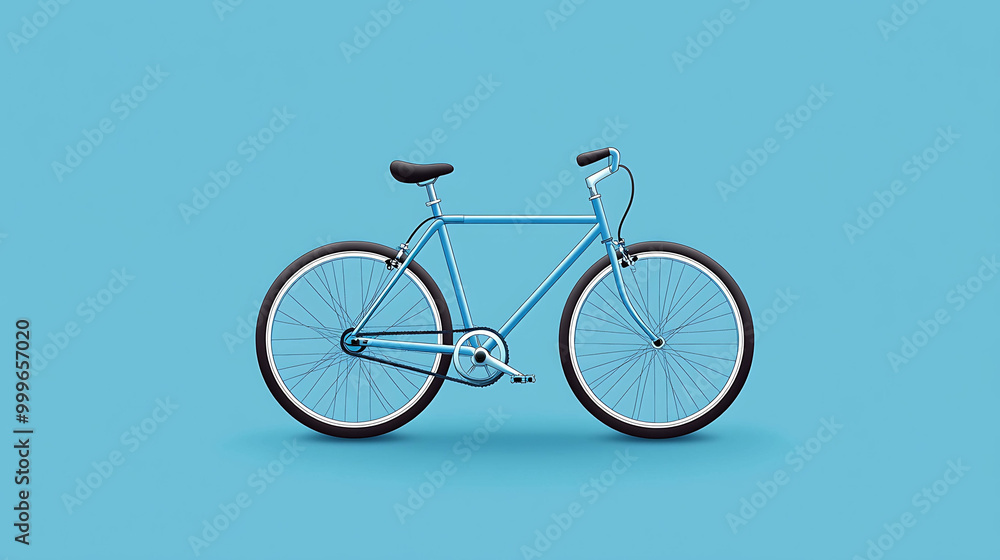 A classic blue bicycle sits on a blue background. A classic blue bicycle sits on a blue background.