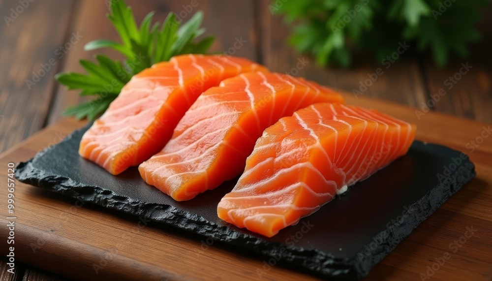 Freshly sliced salmon ready to be savored Freshly sliced salmon ready to be savored