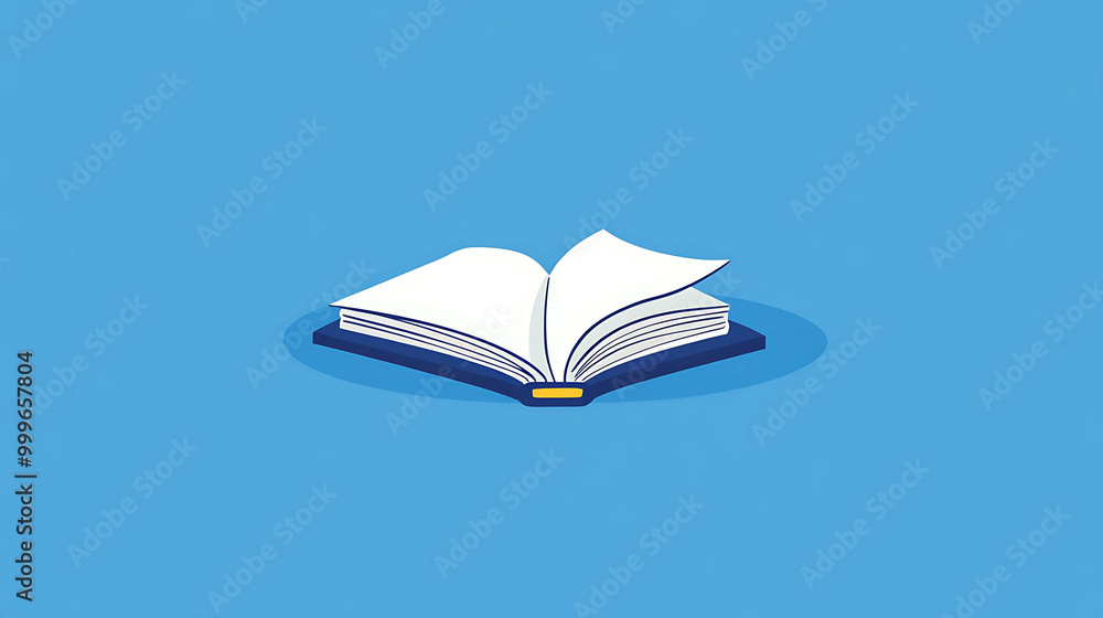 An open book with blue cover and blank pages. An open book with blue cover and blank pages.