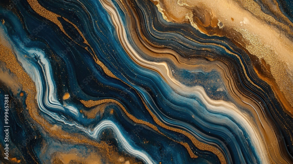 Organic Blue and Brown Abstract Artwork with Luxurious Marble Swirls and Golden Powder. Modern Design with Fluid Wave Patterns Organic Blue and Brown Abstract Artwork with Luxurious Marble Swirls and Golden Powder. Modern Design with Fluid Wave Patterns