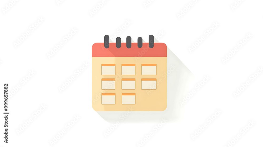 A simple calendar icon with a long shadow. A simple calendar icon with a long shadow.