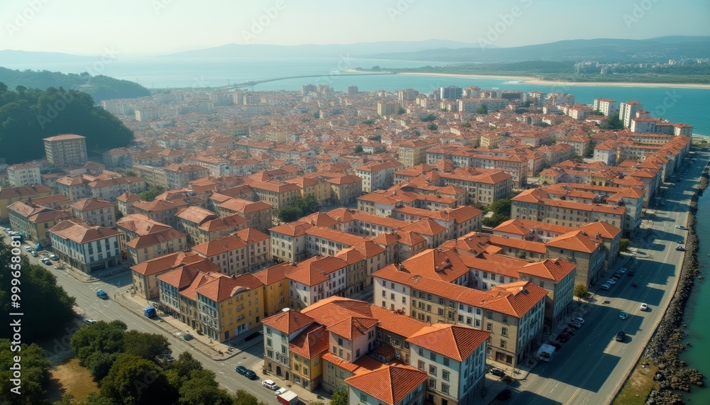 Obraz premium Vibrant coastal cityscape with Mediterranean charm
