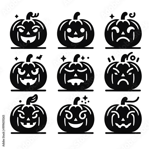 set of halloween pumpkins