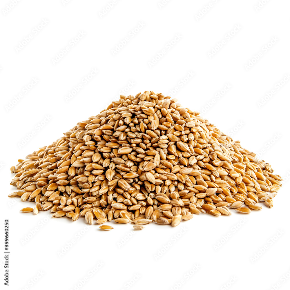 Obraz premium Pile of expanded wheat isolated on white background