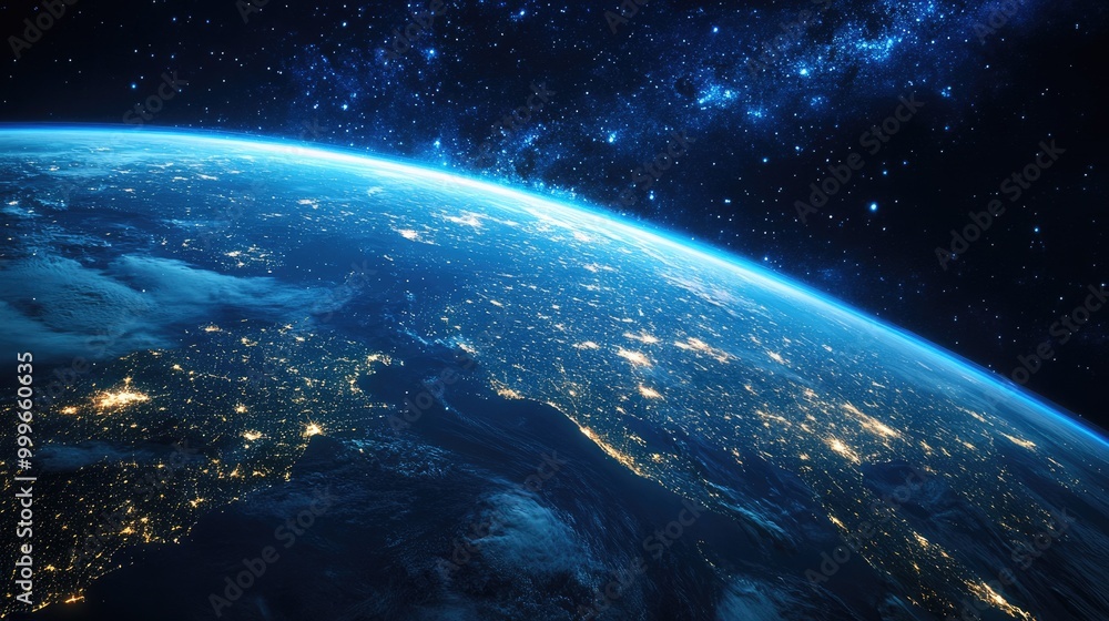 Fototapeta premium Global Connections: Seoul to the World. Earth, Cosmos, and Networking Concept