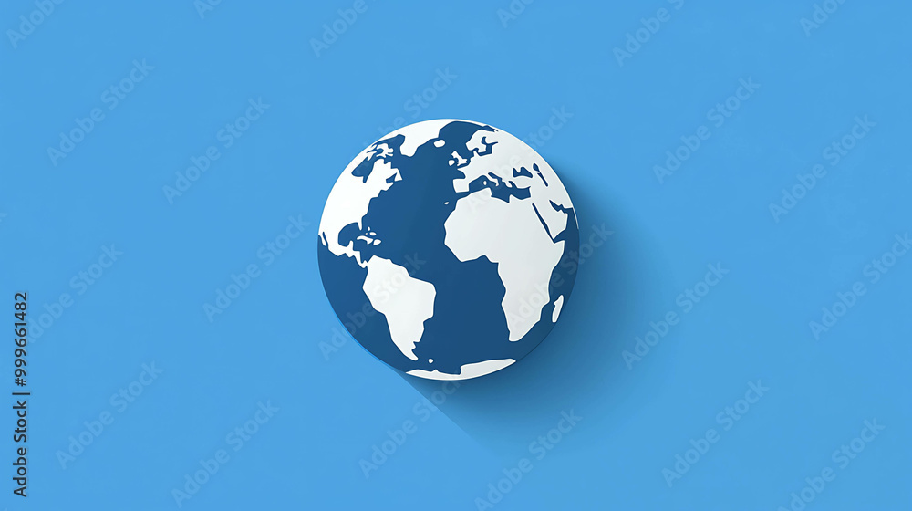 Naklejka premium Simple flat design of the Earth on a blue background.