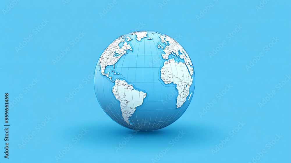 A detailed globe on a blue background. A detailed globe on a blue background.