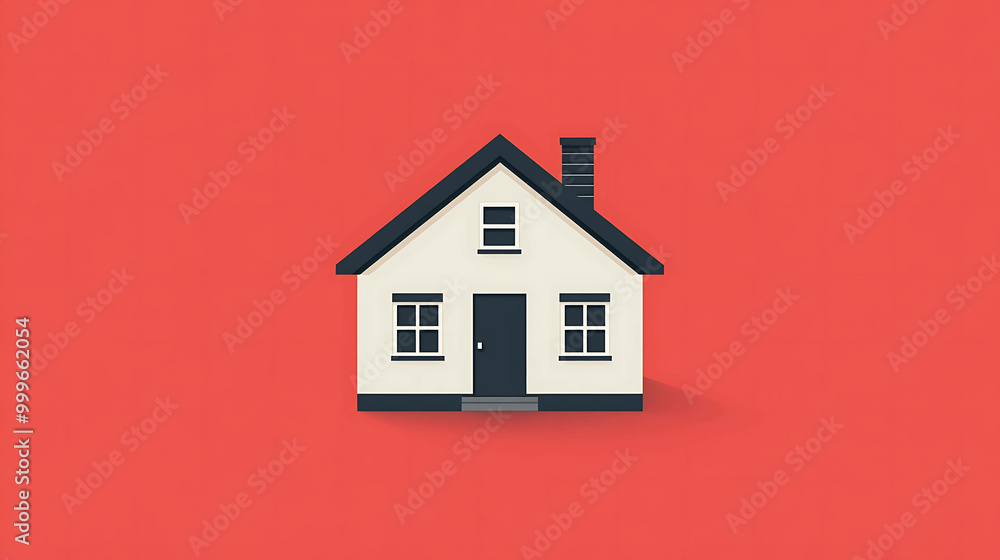 Simple illustration of a white house on a red background. Simple illustration of a white house on a red background.