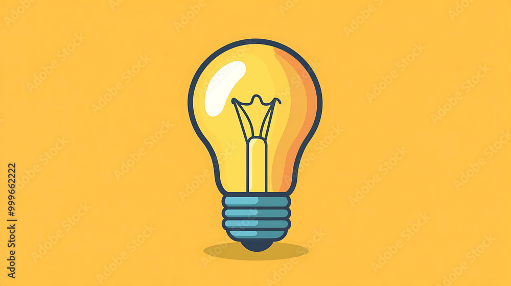 A simple illustration of a lightbulb on a yellow background. A simple illustration of a lightbulb on a yellow background.