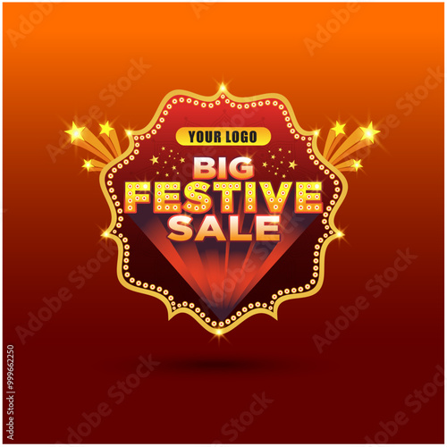 Festival Sale label Design. Advertisement Template Vector Layered. Indian Festival Sale Logo Unit