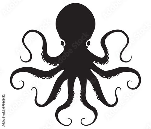 Illustration of octopus, Octopus vector, Silhouette of octopus