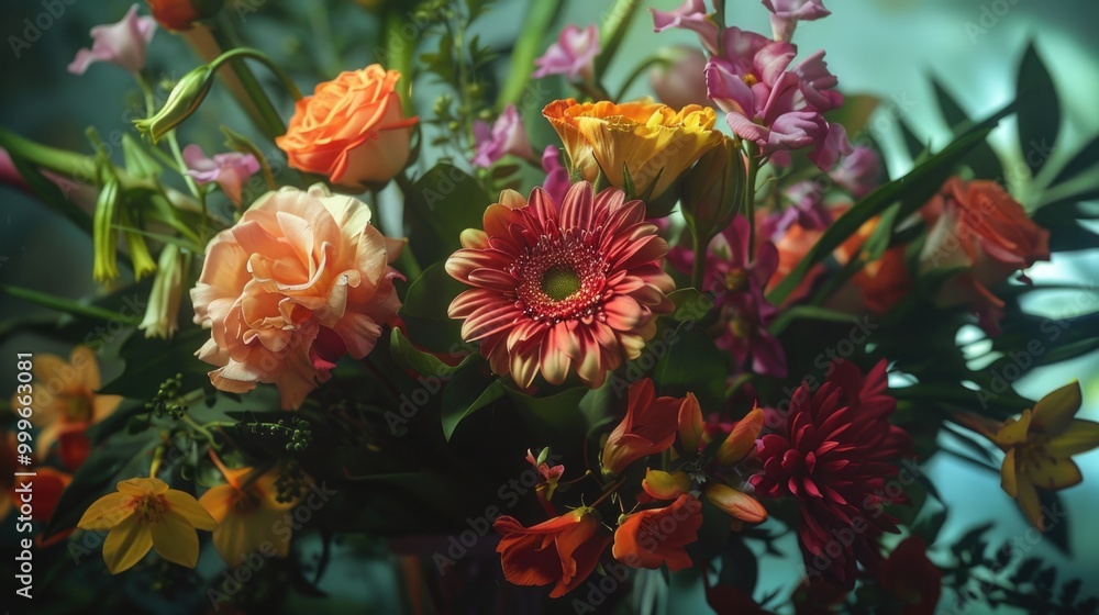 A decorative vase filled with vibrant flowers, suitable for interior design or gift ideas A decorative vase filled with vibrant flowers, suitable for interior design or gift ideas