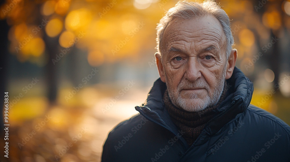 Active Senior Man Jogging in Park with Determined Expression During Morning Light - Medium Shot Active Senior Man Jogging in Park with Determined Expression During Morning Light - Medium Shot