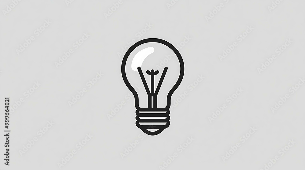 A simple black outline of a lightbulb on a gray background. A simple black outline of a lightbulb on a gray background.