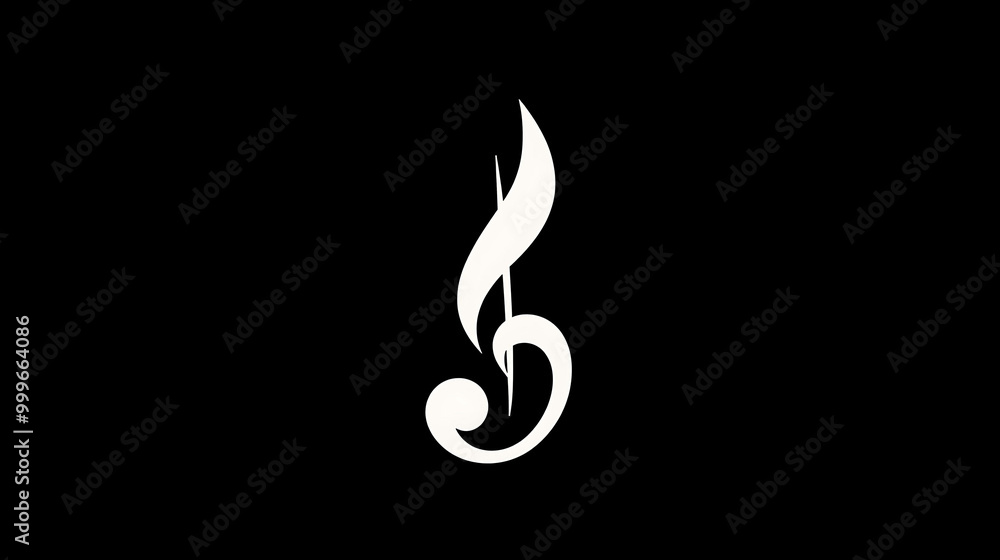 Fototapeta premium White treble clef on a black background.