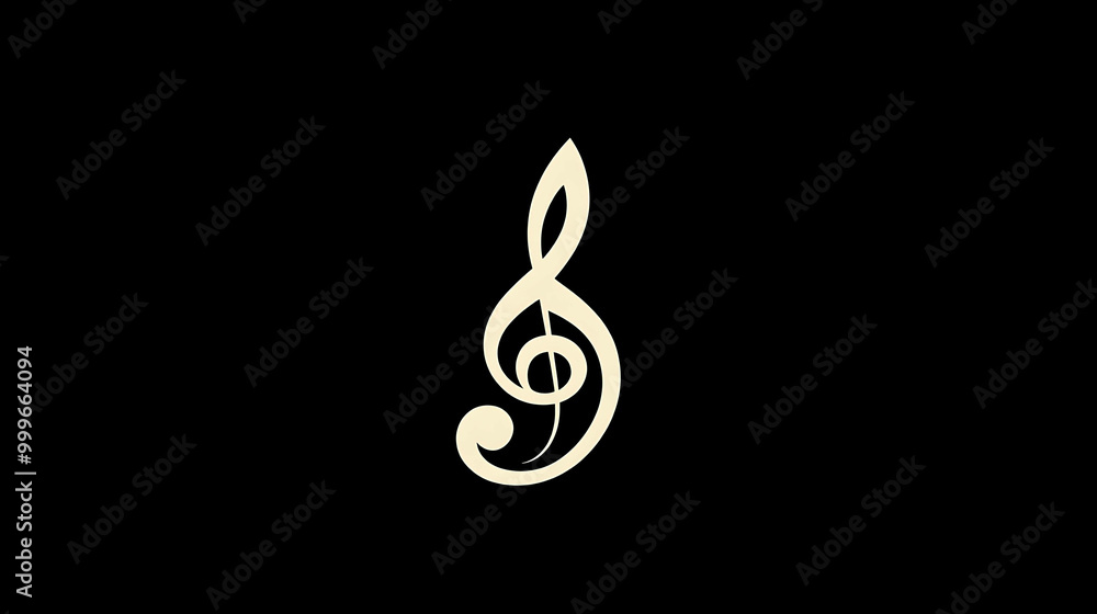 Obraz premium White treble clef on black background.