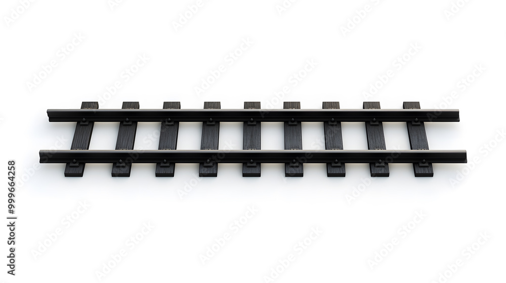 Railway rails top view isolated on white background Railway rails top view isolated on white background