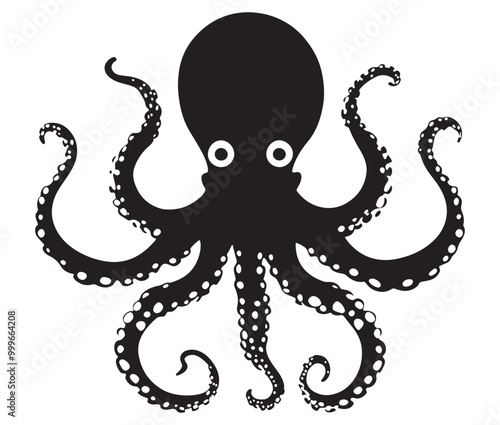 Illustration of octopus, Octopus vector, Silhouette of octopus