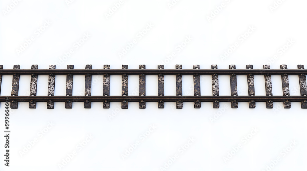 Railway rails top view isolated on white background Railway rails top view isolated on white background