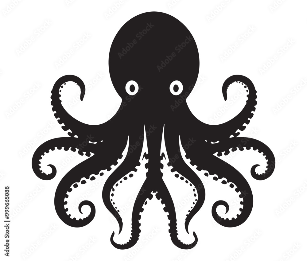 Illustration of octopus, Octopus vector, Silhouette of octopus Illustration of octopus, Octopus vector, Silhouette of octopus