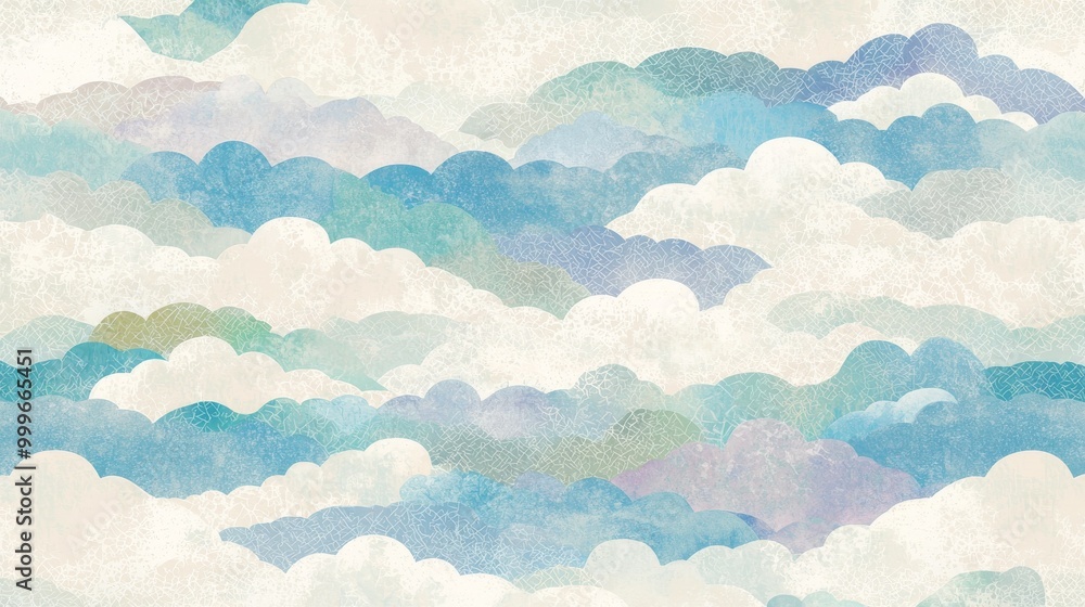 Abstract Pastel Cloudscape Wallpaper with Blue and White Fluffy Clouds Abstract Pastel Cloudscape Wallpaper with Blue and White Fluffy Clouds