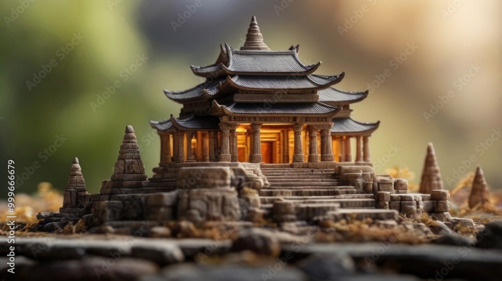 Miniatur of ancient temple over a blurry background Miniatur of ancient temple over a blurry background