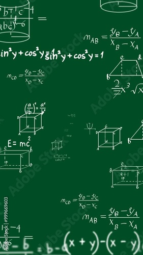 mathematical formula on green screen thinking concept