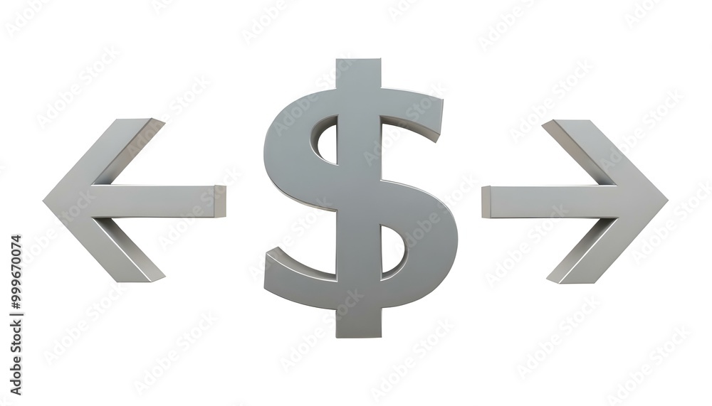 Cashflow represented by a $ dollar symbol with arrows isolated on a white background Cashflow represented by a $ dollar symbol with arrows isolated on a white background