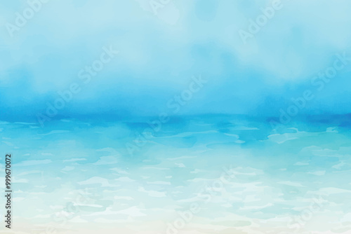 Serene watercolor ocean landscape painting
