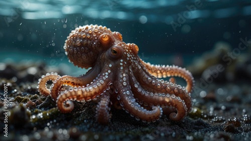 octopus is swimming in the ocean