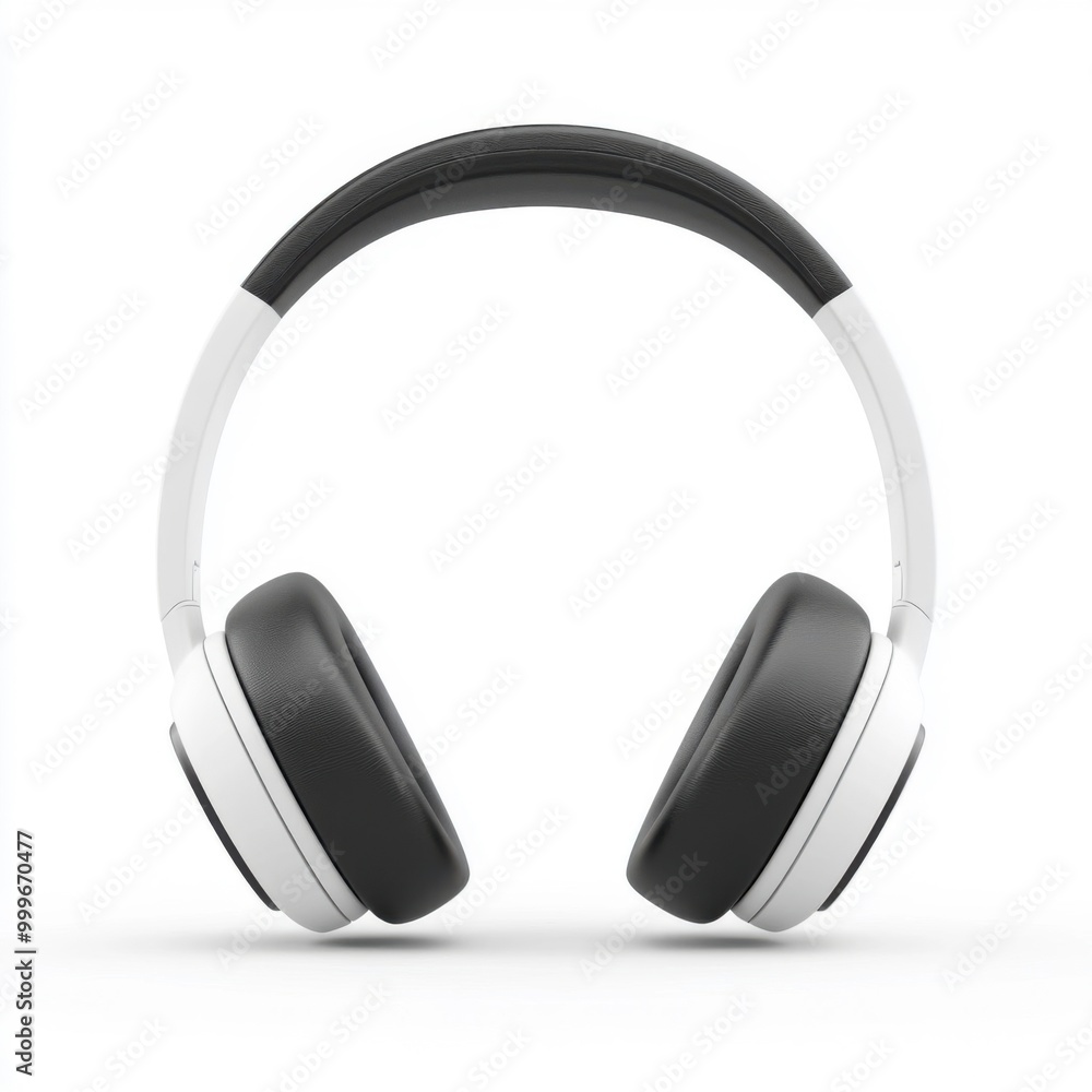 A pair of wireless headphones, slightly angled, isolated on a white background. A pair of wireless headphones, slightly angled, isolated on a white background.