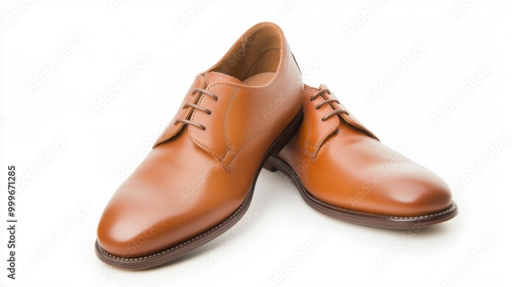 A pair of polished leather shoes, isolated on a white background. A pair of polished leather shoes, isolated on a white background.