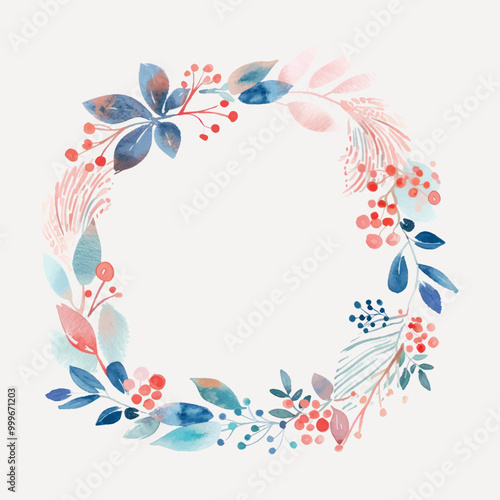 Watercolor floral wreath illustration