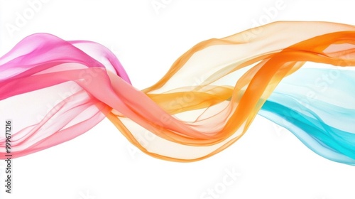 A colorful scarf flowing as if caught by wind, isolated on a white background. photo