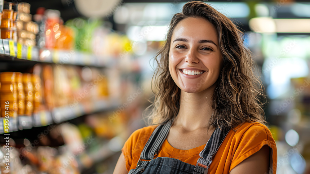 Warm and Friendly Portrait of a Supermarket Manager Looking at the Camera. Warm and Friendly Portrait of a Supermarket Manager Looking at the Camera.