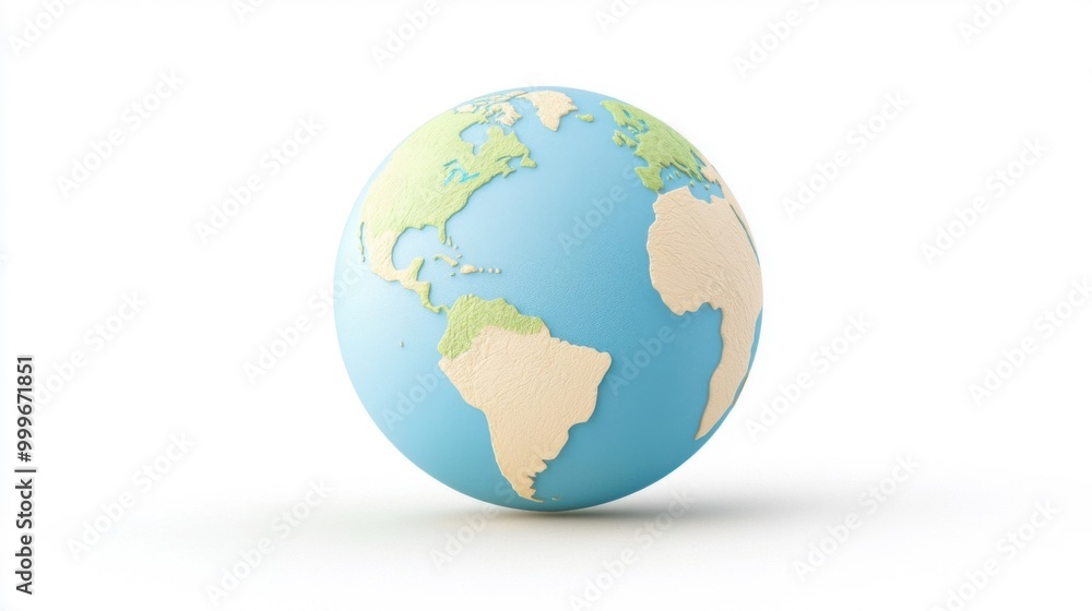 A realistic globe with detailed continents, isolated on a white background. A realistic globe with detailed continents, isolated on a white background.
