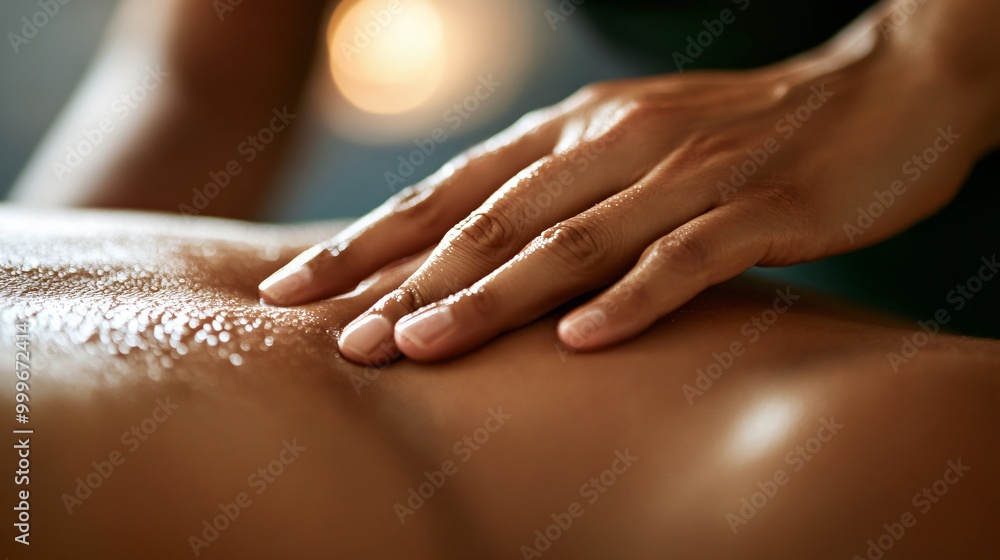 Close up of a hand giving a massage on an oiled back. Close up of a hand giving a massage on an oiled back.