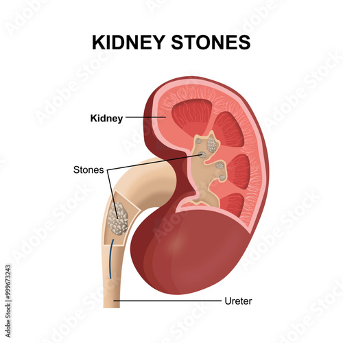 Kidney stone cross section illustration