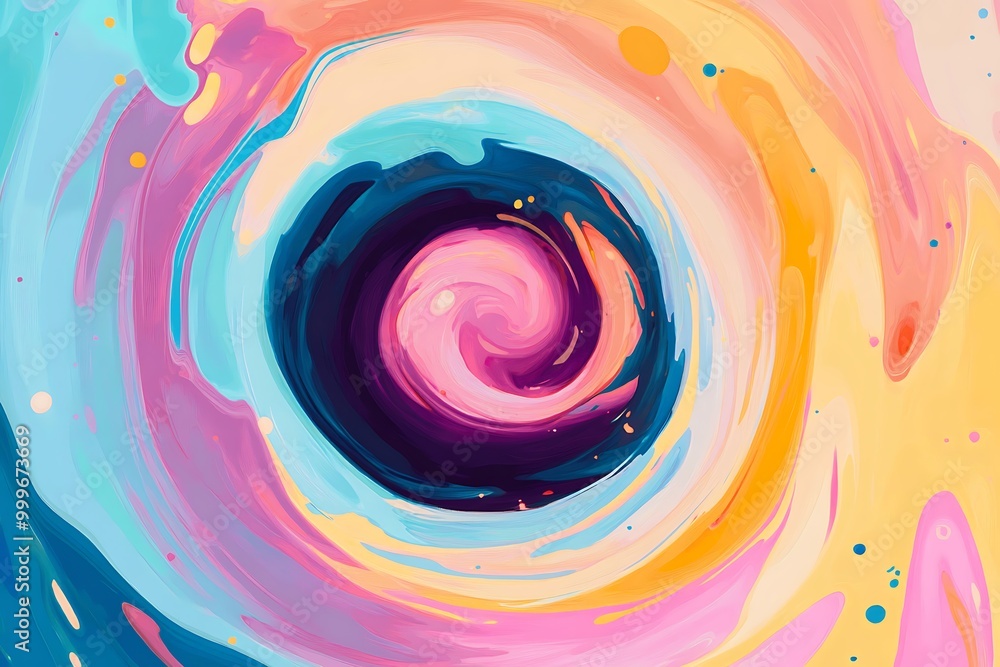 Background illustration of a spiral in which colorful inks intermingle Background illustration of a spiral in which colorful inks intermingle
