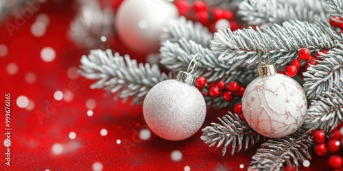 white and red Christmas blurred background