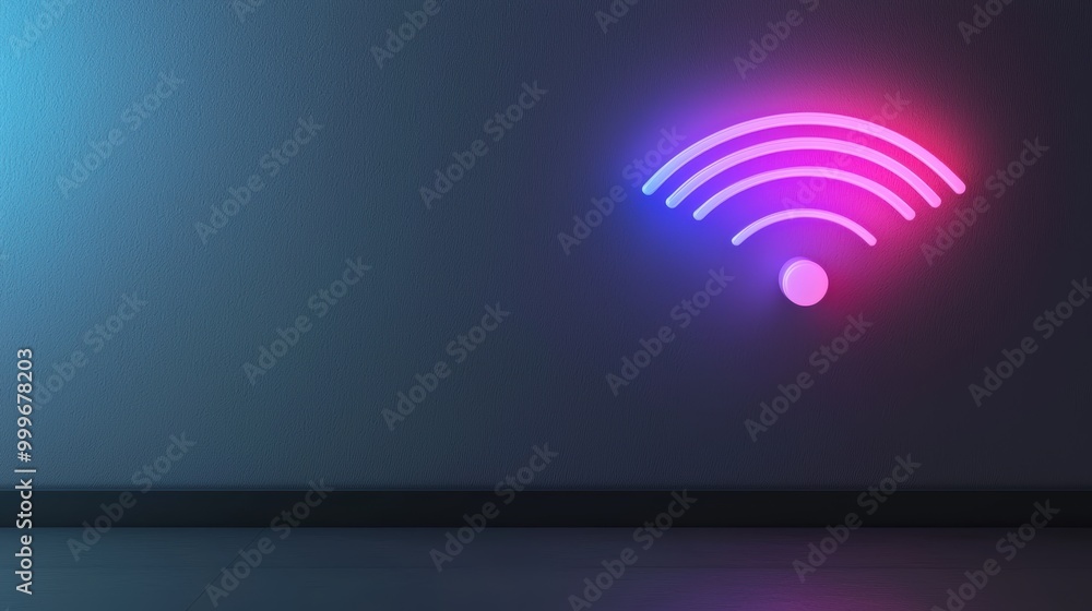 Vibrant neon illustration of wireless signal and cyberspace concept highlighting online information and data technology for IoT innovation on white background Vibrant neon illustration of wireless signal and cyberspace concept highlighting online information and data technology for IoT innovation on white background
