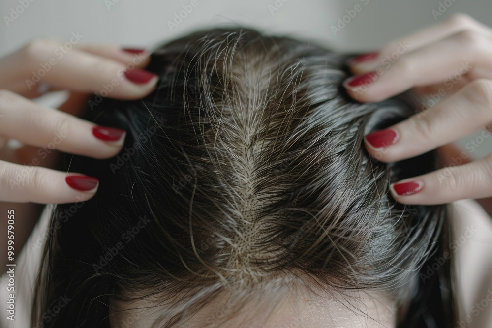 Obraz premium A woman sits or stands with her hands on top of her head, often used in illustrations and photographs for expressing frustration, confusion, or contemplation