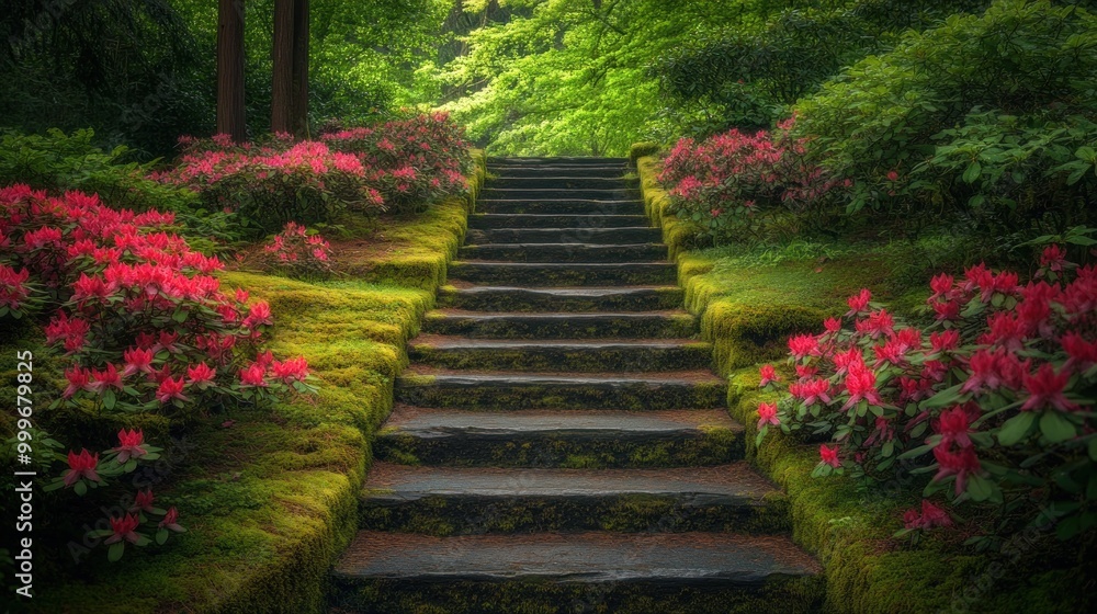 A serene garden path lined with vibrant flowers and lush greenery. A serene garden path lined with vibrant flowers and lush greenery.