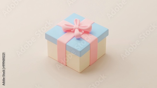 A pastel-colored gift box with a bow, symbolizing celebration and giving.