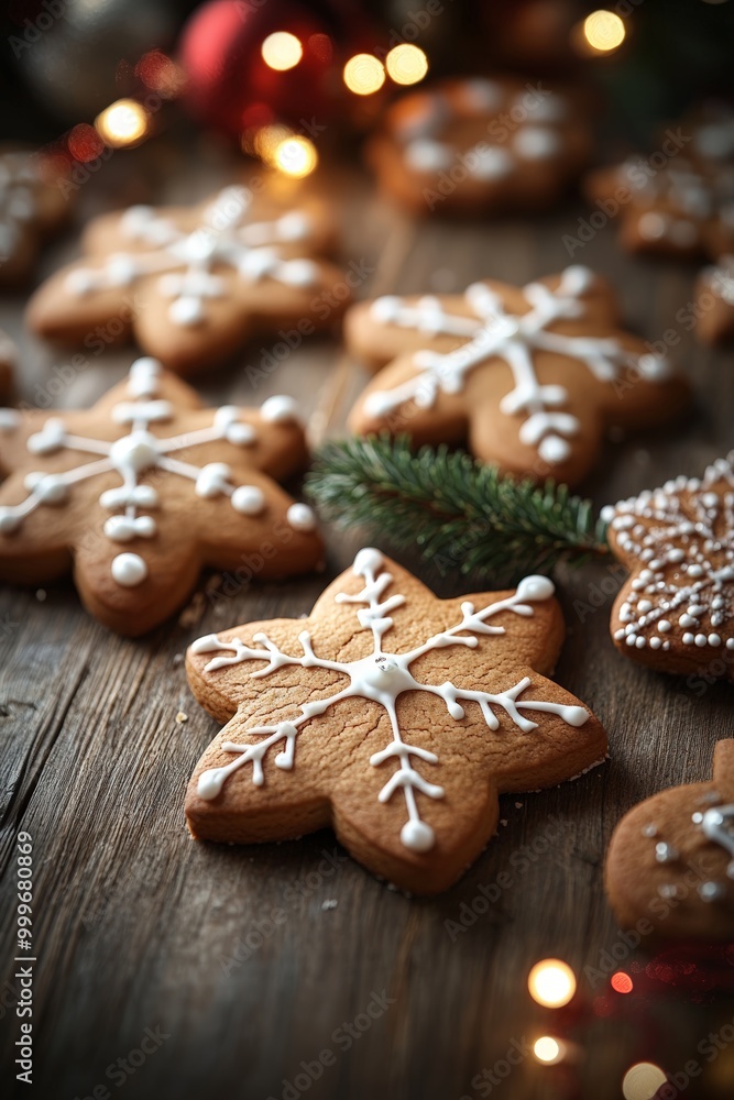 gingerbread cookies of various shapes and sizes, scattered across a rustic wooden table gingerbread cookies of various shapes and sizes, scattered across a rustic wooden table