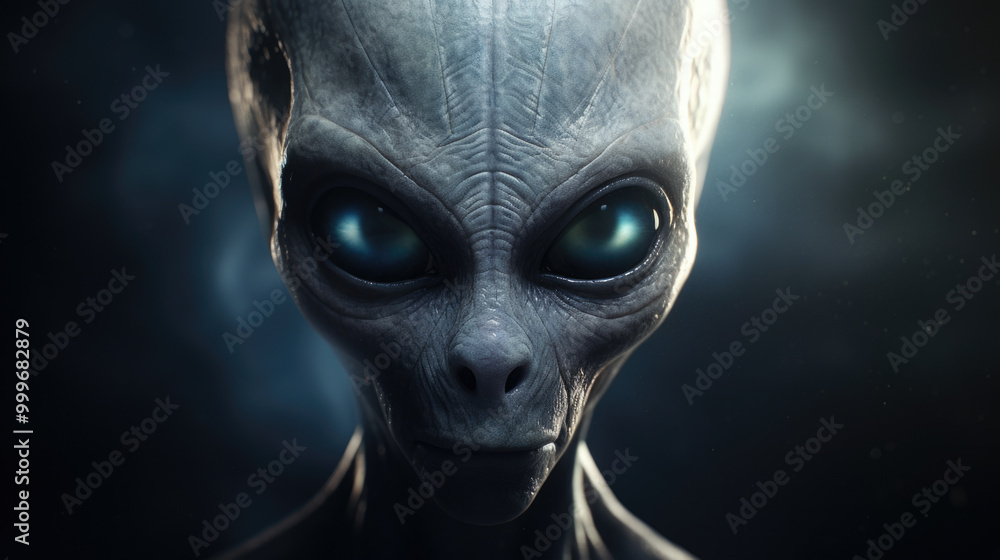 Alien creature has a message for humans. Grey kind humanoid from an other planet portrait series. Alien creature has a message for humans. Grey kind humanoid from an other planet portrait series.
