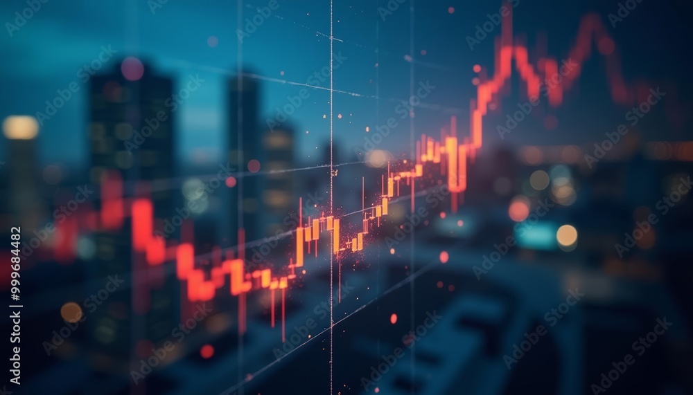 Fototapeta premium Economic growth in a bustling city skyline