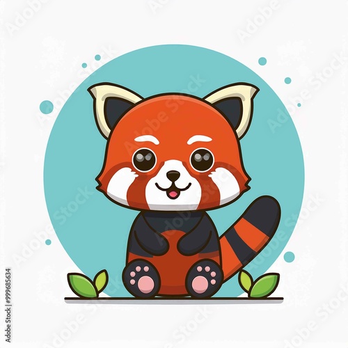 Cute red panda character vector